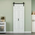 thumbnail image 2 of 32'' x 84'' Molded Bifold Barn Doors and Hardware Included, White Smooth Paintable Pre-assembled Solid Core Panels & Bi-fold Barn Door Hardware Kit, 6 Panel Design-Fit Max Opening 30in x 84in, 2 of 9