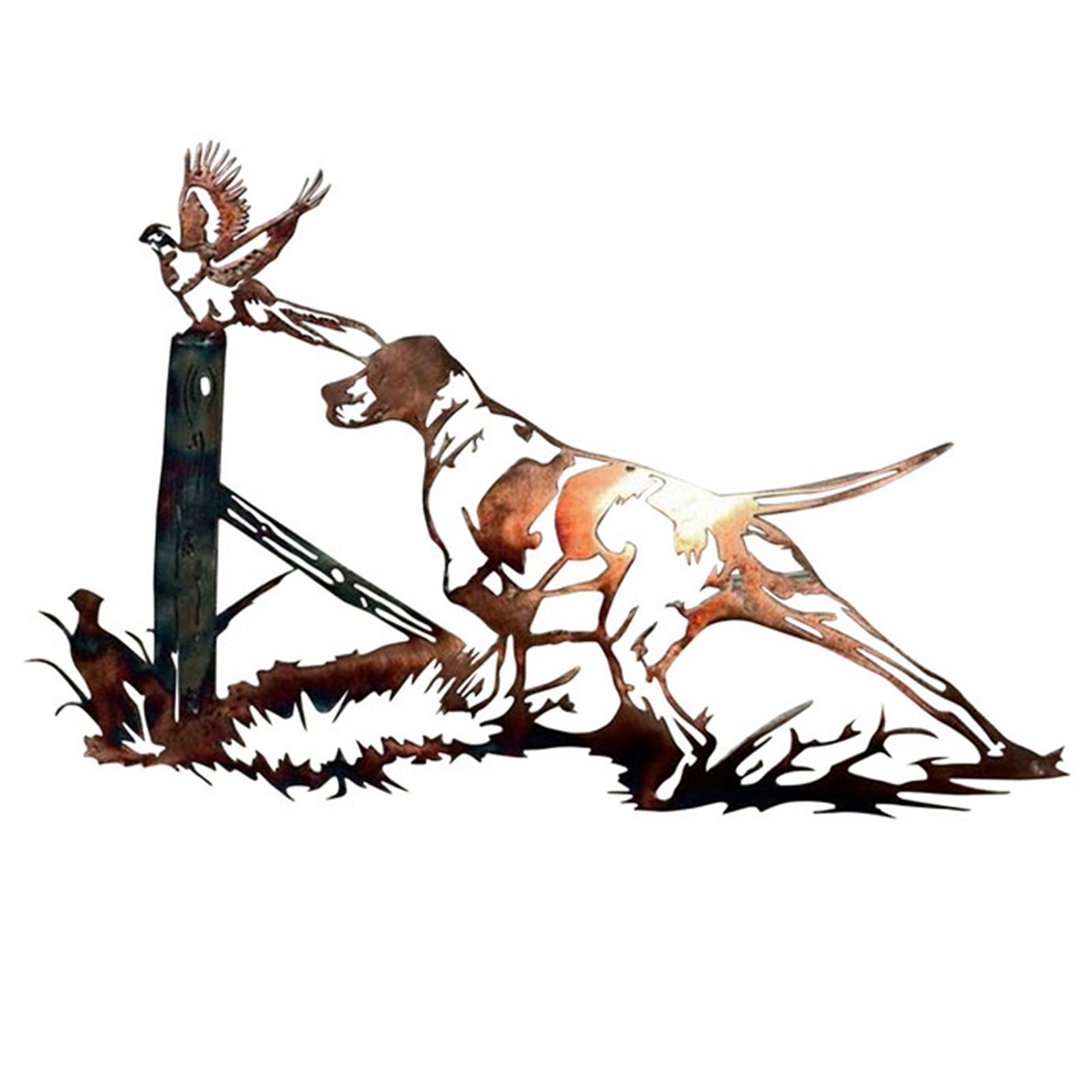 Duretiony Metal Wall Art Scenery Silhouette Hanging Decor Hollow Rural Style Animal Hunting Ornament for Home Duretiony Metal Wall Art Scenery Silhouette Hanging Decor Hollow Rural Style Animal Hunting Ornament for Home