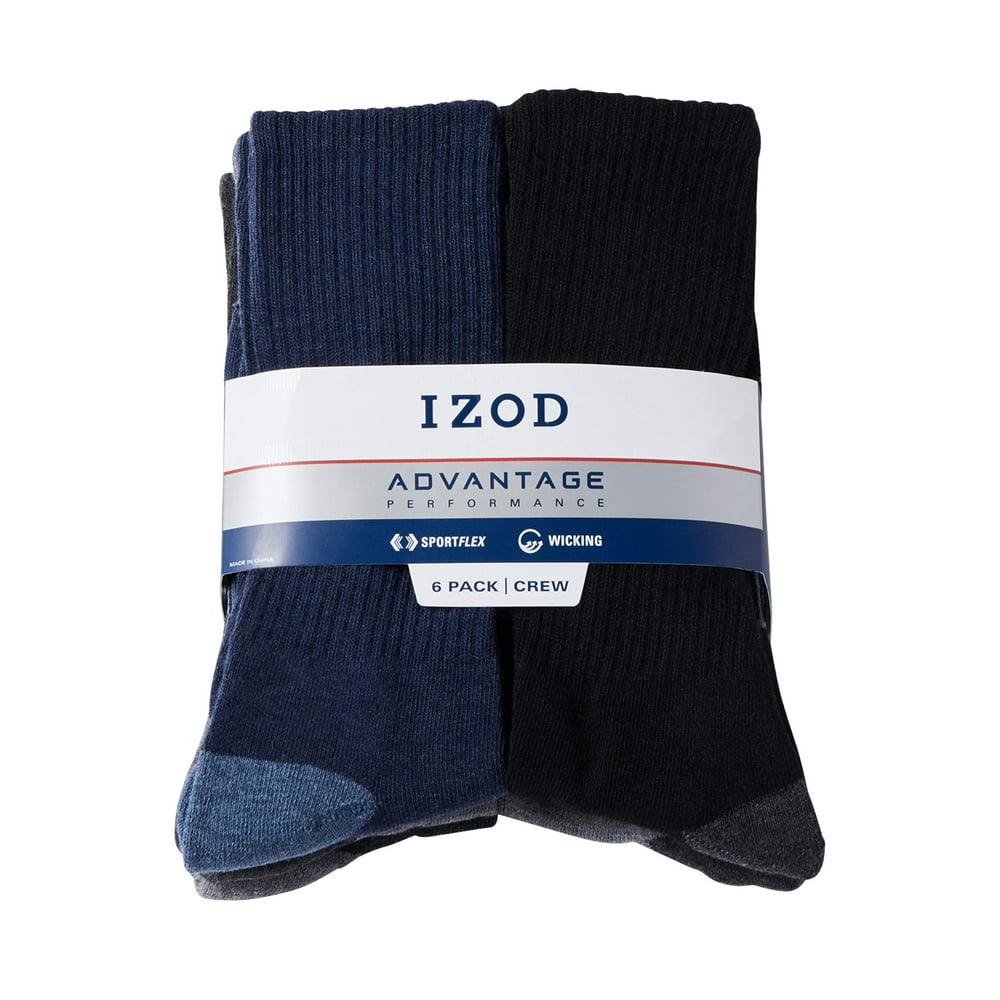 IZOD IZOD Men?s Advantage Performance Crew Socks, 6Pack Walmart
