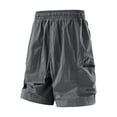 thumbnail image 7 of GSPCLAM Mens Plus Size Shorts Stretchy Summer Quick Dry Roomy Solid Classic Drawstring Elastic Waist with Zipper Pockets Athleisure Soft Shorts for Running Dark Gray XXXXL, 7 of 7