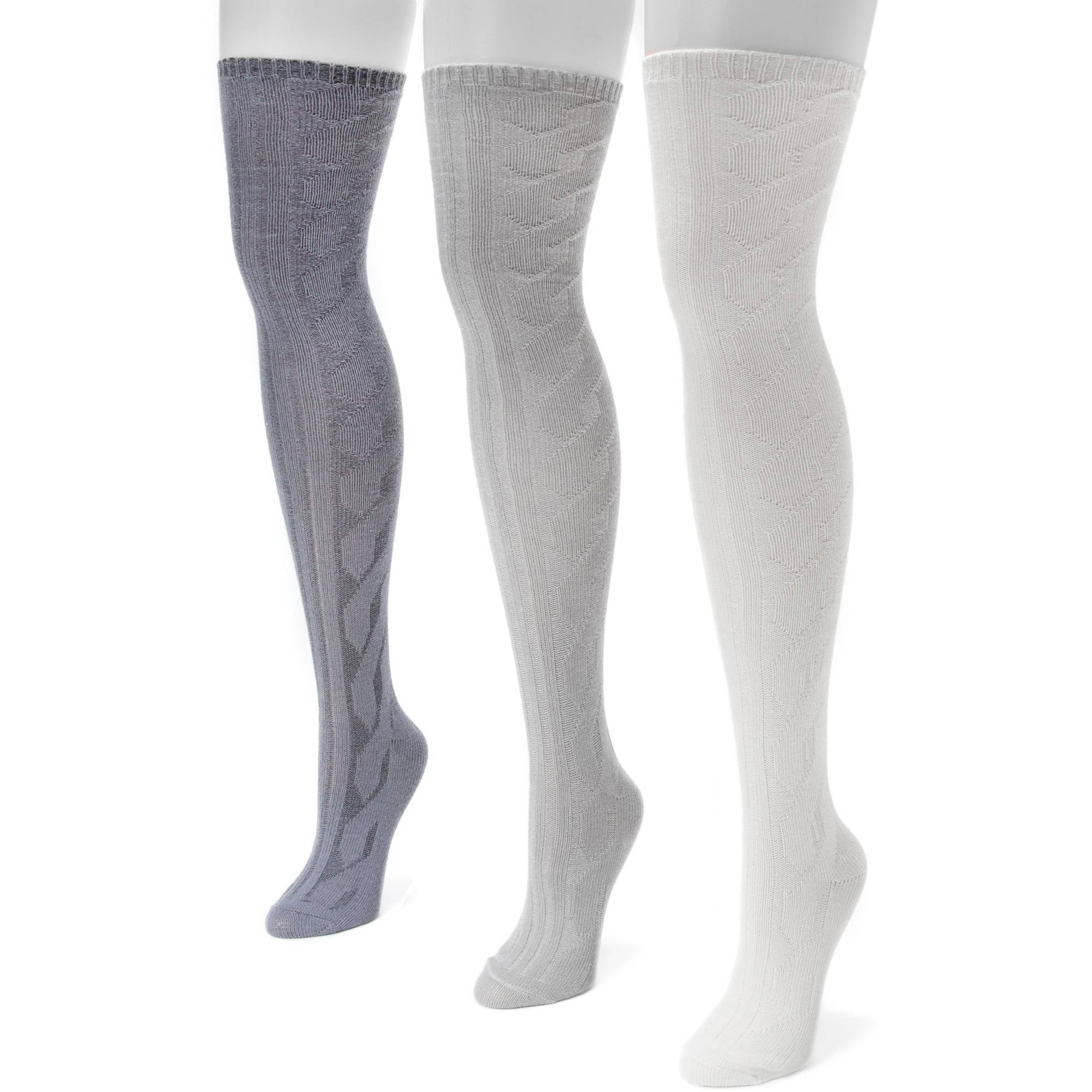 Women's Cable Knit Over the Knee Socks 3Pack 7.25 x 3.5