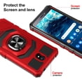 thumbnail image 3 of Compatible for Nokia C100 Case with Tempered Glass Screen Protector [Military Grade] Ring Car Magnetic Mount Kickstand Shockproof Phone Cover - Red, 3 of 7