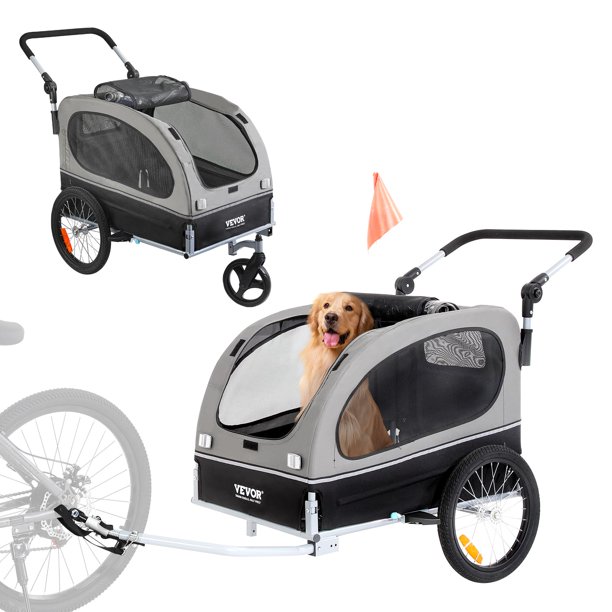 Carrito 2 en 1 para mascotas VEVOR con remolque de bicicleta para perros, de hasta 40 kg