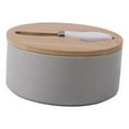 thumbnail image 3 of Butter Dish with Lid and for Countertop, Round Ceramic Butterdish, Cheese Holder, Counter Butter Saver Container Box Gray, 3 of 8