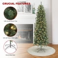thumbnail image 5 of 7.5Ft Green Artificial PVC Christmas Tree, Lit Premium Hinged Slim Pencil Artificial Tree 1228 Branch Tip w/ 400 LED Warm White Lights, for Home Store Office Party Decoration, 5 of 12