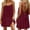 Wine, variant on Women's Summer Casual Sleeveless Sling Backless Sleep Dress, Solid Round-Neck Nightgown
