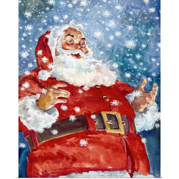Great BIG Canvas | Rolled Hal Frenck Poster Print entitled Jolly Santa