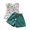 Green, variant on OOOUM Girls Floral Two Piece Outfit Set Ruffle Flutter Sleeve Top Solid Green Shorts Tassel Drawstring Kids Summer Casual Vacation Outfit Green 5-6 Years