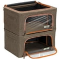thumbnail image 3 of Sorbus Oxford Fabric Storage Bins: Stackable, Foldable Organizer Bags, with Clear Window (Set of 2), Brown, 3 of 9