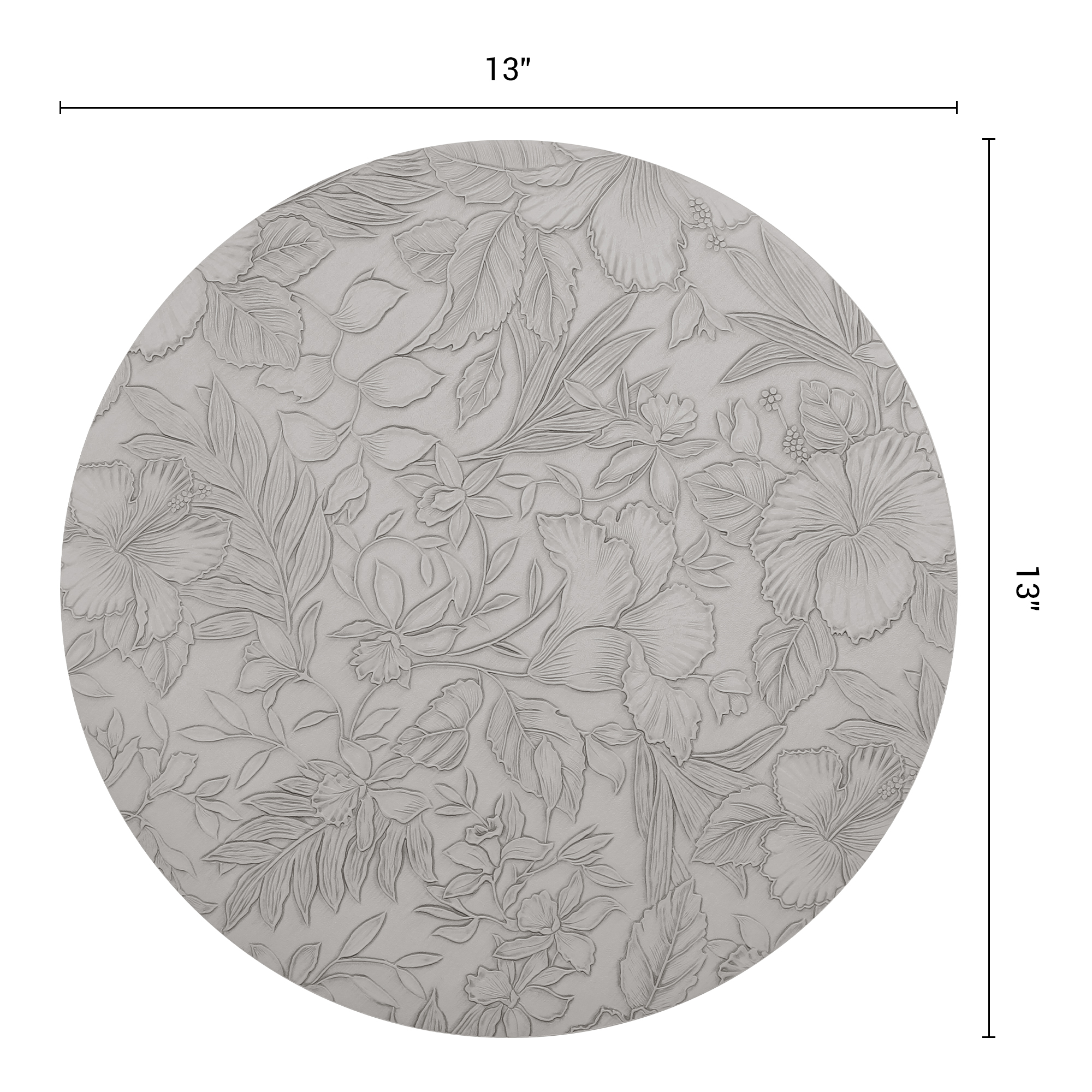 Unique Bargains Set of 6 Leather Round Placemats for Kitchen Dining Table Gray