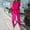 Hot Pink, variant on qolati Pant Suits for Women Dressy Casual 2 Piece Sets Short Sleeve Shirts with Straight Leg Pants with Belt Business Work Outfit