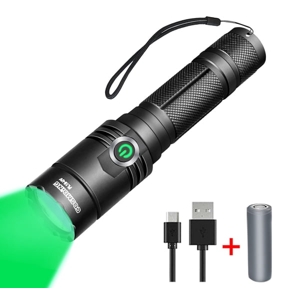 Cosmoing 400 Yards Tactical Green Gun Light Rechargeable LED Flashlight 18650