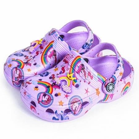 

Unisex Clogs With Cartoon Print & Pendant Decor