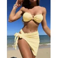 thumbnail image 1 of Conjunto de Bikini Sexy de 3 piezas para mujer, traje de baño blanco de banda con anillo, traje de baño de realce, traje de baño de playa con falda y Tanga, 1 of 5