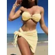 thumbnail image 1 of Conjunto de Bikini Sexy de 3 piezas para mujer, traje de baño blanco de banda con anillo, traje de baño de realce, traje de baño de playa con falda y Tanga, 1 of 5