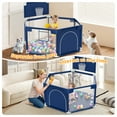 thumbnail image 2 of babyeap Baby Playpen with Basketball Hoop,Playpen for Babies and Toddlers,Hexagonal Fence Baby Play Yards,Navy Blue, 2 of 7