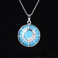 thumbnail image 1 of Pendant Flat Bead Natural Stone Crystal Quartz Silver Color Necklace Women Men, 1 of 6