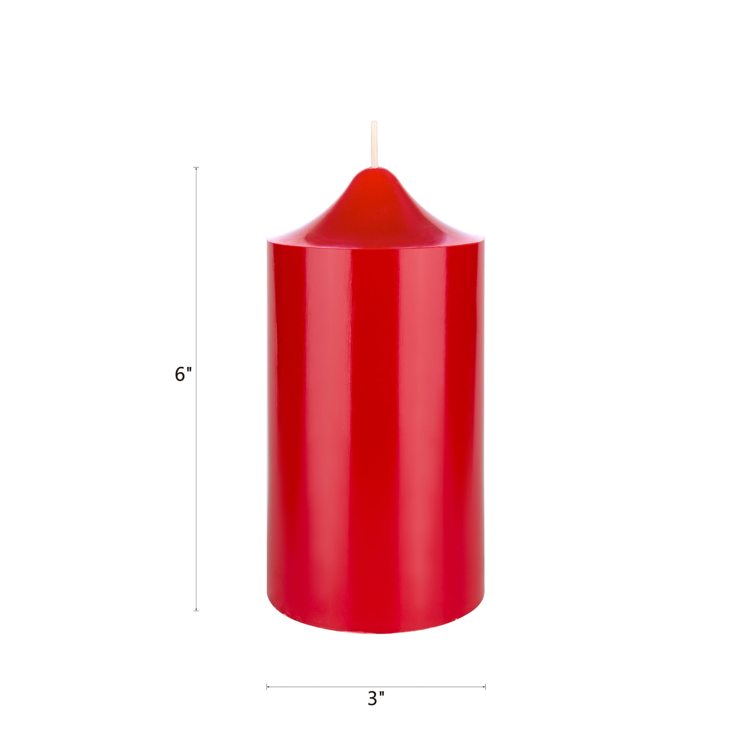Mega Candles 1 pc Unscented Red Dome Top Round Pillar Candle, Hand Poured Premium Wax Candles 3 Inch x 6 Inch, Home Décor, Wedding Receptions, Baby Showers, Birthdays, Celebrations, Party & More