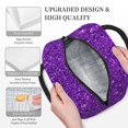 thumbnail image 3 of Yiaed Purple Glitter Print Lunch Bag Adult Insulated Lunch Box, Leakproof Cooler Food Lunch Containers Reusable High Capacity Lunch Tote Bags-One Size, 3 of 6