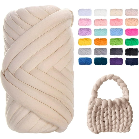 Minzimin Chunky Yarn for Hand Knitting, 0.55lb/10 Yards Giant Yarn Arm Knitting Yarn, Soft Tubular Yarn for Bags, Baskets, Pillows, Pet Nests, DIY Crafts