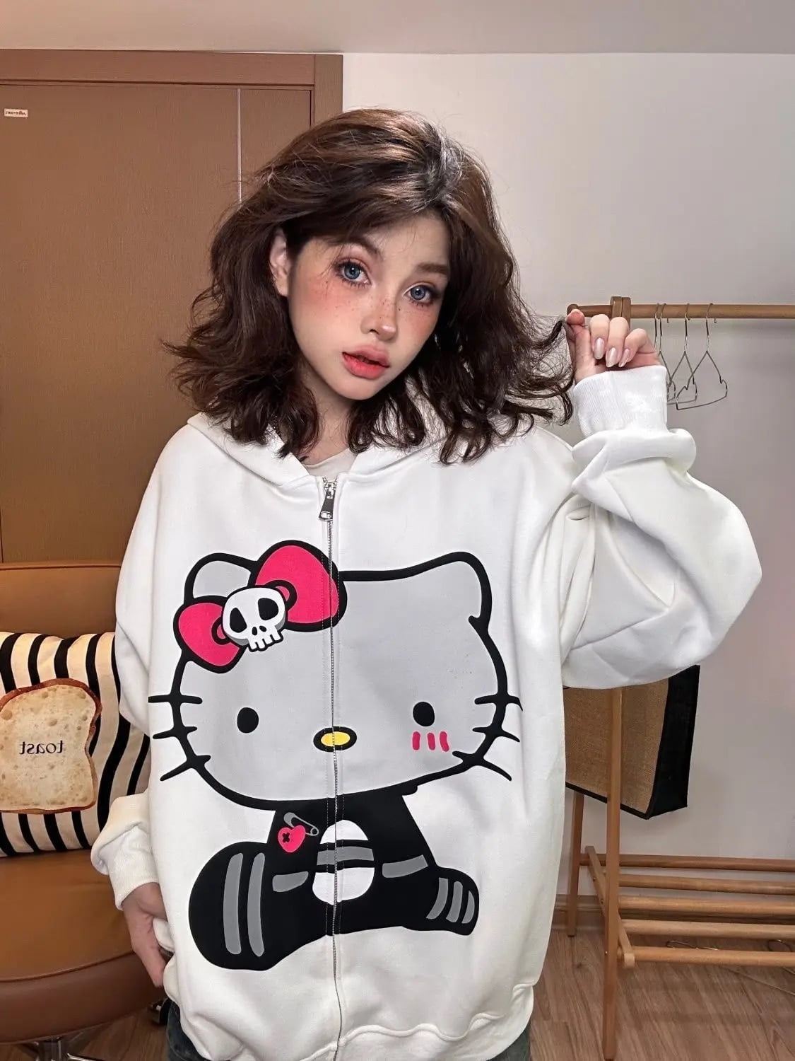 Y2K】icecreamcolur kitty paint hoodie Y2K】icecreamcolur kitty paint hoodie