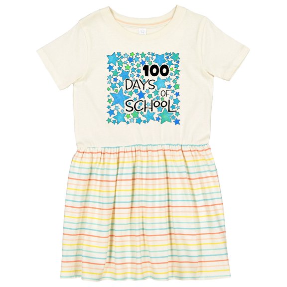 Inktastic 100 Days of School Stars in Blue Girls Toddler Dress