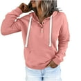 thumbnail image 5 of Frostluinai Women's Button Up Hoodies Drawstring Long Sleeve Casual Pullover Basic Solid Color Sweatshirts Oversized Hoodies with Pocket, 5 of 7