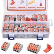Kuman Wire Connectors 100 Pack, Lever Nuts Compact Splicing Electrical Connector, Wire Terminal Connector Assortment with 2 3 5 Conductors 100pcs