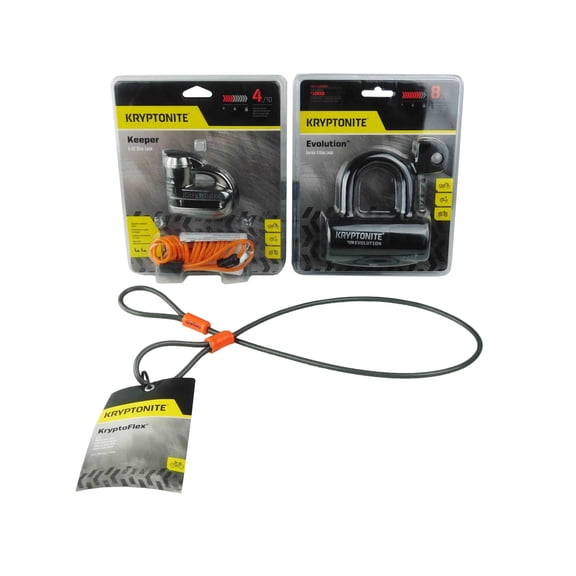 Kryptonite Keeper 5-S2 Disc Lock Black w/Reminder and 525 2.5 ft Looped Cable