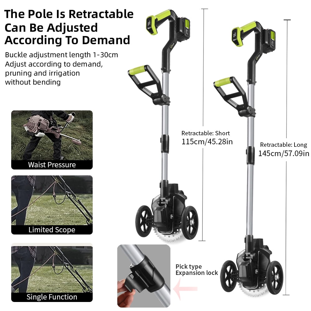 Paddsun Electric Weed Trimmer, 21V Weed Wacker Cordless Weed Whacker Grass Trimmer with Side Trimming Wheel Handhold Lawn Mower