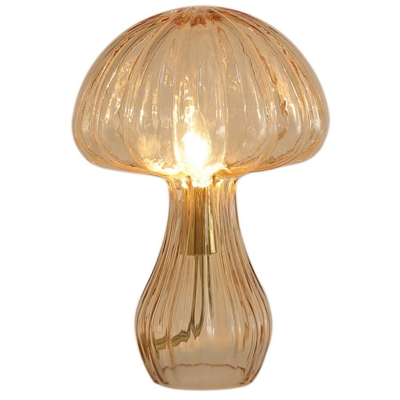 Urban Shop 12" Fluted Amber Glass Mushroom Lamp