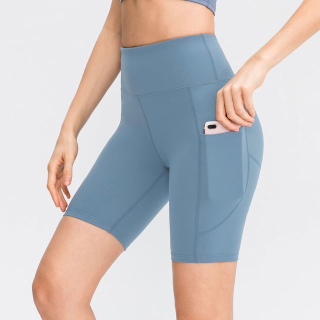 Pantalones cortos de yoga para mujer con bolsillos Medias deportivas de cintura alta Estiramiento Co Abanopi Pantalones deportivos