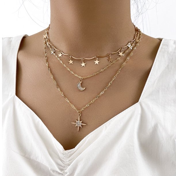 Collar de hoja hueca simple S personalizado, colgante de diamantes de imitación con cuentas redondas multicapa Wmkox8yi sjalhkljlk5623