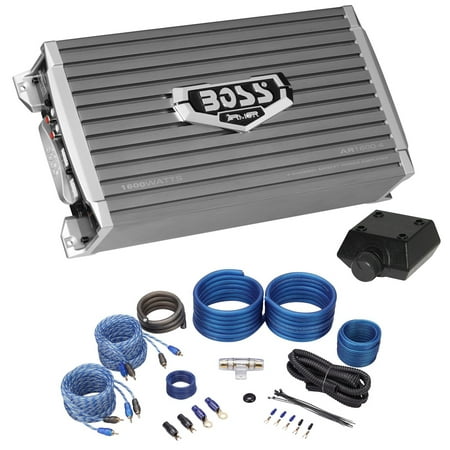 Boss Audio AR1600.4 1600 Watt 4-Channel Car Audio Amplifier+Amp Kit+Bass