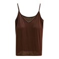 thumbnail image 2 of Brown Camisole for Women, Cotton Tops for Women Casual, Tank Top for Women, Tank Top for Women Sleeveless Tops with Built in Bras Shelf Bra Padded Shirt 2024 Casual Tanks Loose Fit, 2 of 5