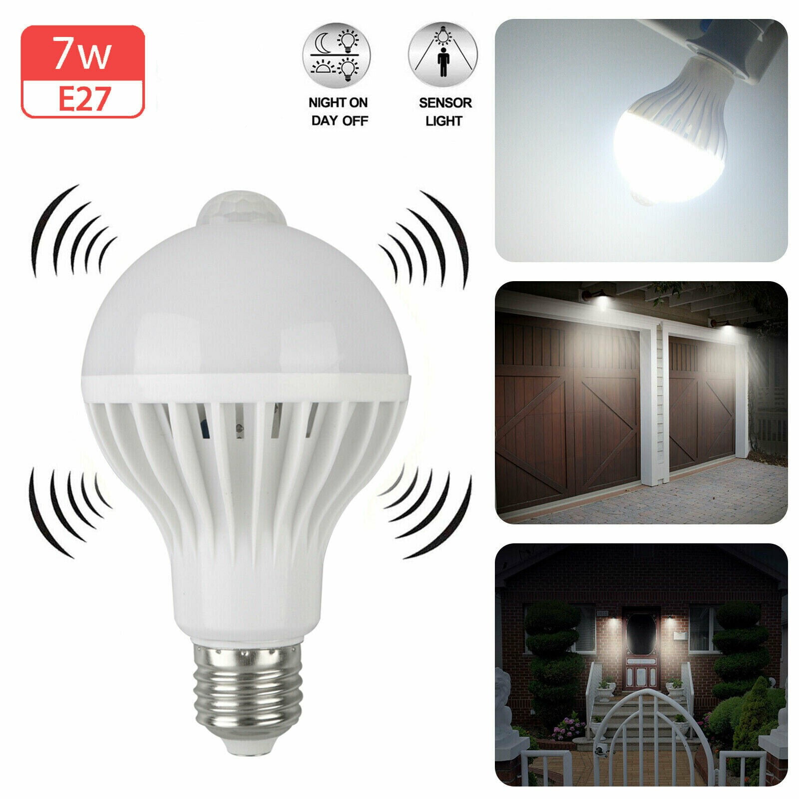 Energy Money Saving Motion & Light Sensitive LED PIR E27 Screw Light Bulb Bulbs 