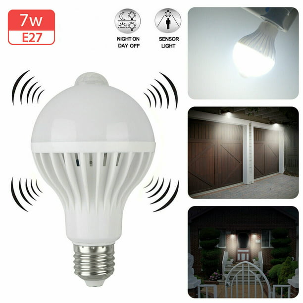 Motion Sensor Light Bulbs 7w E27, Motion Activated Outdoor Light Bulb