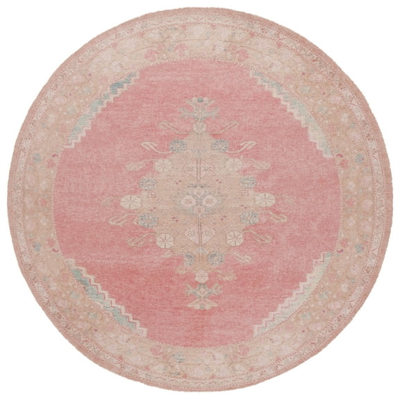 SAFAVIEH Classic Vintage Ema Southwestern Area Rug, Pink/Dark Beige, 6' x 6' Round