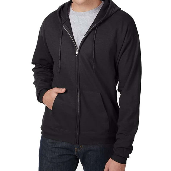 Hanes EcoSmart Full-Zip Hooded Sweatshirt, Soft Fleece Hoodie, Zip-Up Jacket with Pockets, Black, S