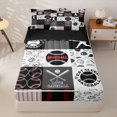 thumbnail image 2 of Homewish Baseball Lover Zipper Twin Comforter Sets with Fitted Sheet and 2 Pillowcases, Gray Patchwork Zipper Bedding Set for Men and Women, Black Reversible, 4 Pieces, 2 of 6