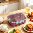 thumbnail image 3 of Silicone Microwave Bento Box 1-Pack – 9x6.7x2.6 Inch Reusable Lunch Container for Light Meals Work,D, 3 of 3