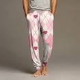 thumbnail image 3 of Men's Drawstring Pocket Cuffed Casual Pants, Irregular Heart Print Valentine's Day Home Sleep Pants for Gift and Holiday,Pink,3XL, 3 of 8