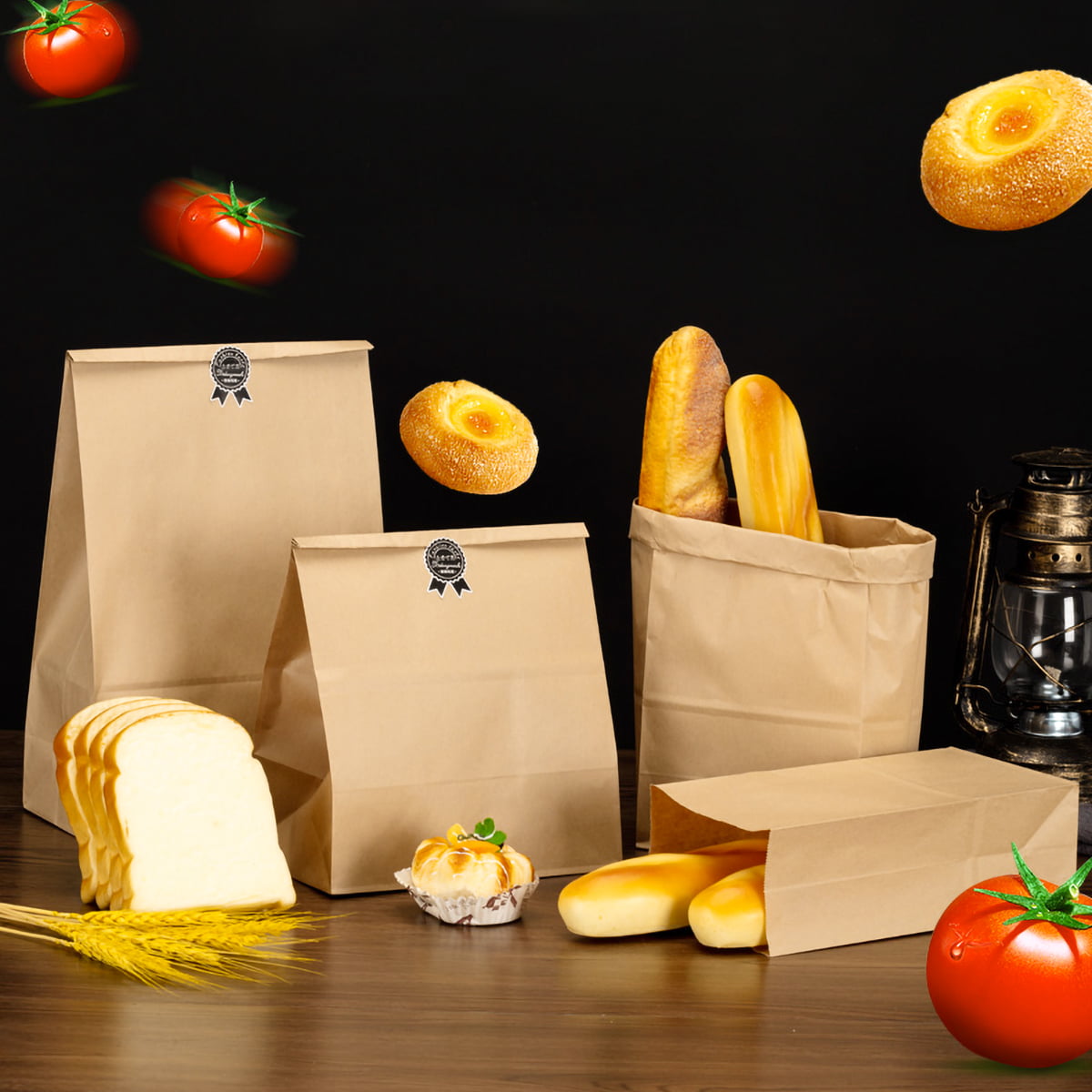 Kraft Paper Lunch Bags, 5 x 3-1/8 x 9-3/4 inch Paper Bread Bags Sandwich Bags Grocery Brown Bags Paper Snack Bags,Arts/School Bags Gift Party(50 Pack)