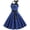 Dark Blue, variant on Womens A Line Flare Dress Vintage Casual Dress Halter BowKnot Prom Swing Dress Short Sleeve Polka Dot Printing Party Dress
