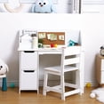 thumbnail image 3 of Kids Wooden Art Desk and Chair Set – Featuring Hutch, Bulletin Board, Storage Cabinets, Bookshelf – Computer Writing Table for Studying, Art, and Homework, 3 of 7