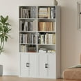 thumbnail image 5 of ANHDAH Tall Bookcase with Doors, 4 Tier Modern Bookshelves with Storage for Home Office, Living Room, RetroWhite, 5 of 7