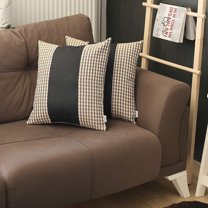 MIKE & Co. NEW YORK Boho-Chic Decorative Houndstooth Jacquard Pillow Covers 2 PCS Brown-Black 18x18