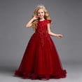 thumbnail image 6 of Girls Tulle Dress Smocked Ruffle Sleeve Princess Party Dress Toddler Birthday Wedding Flower Girl Dresses Red 12-13Years, 6 of 6