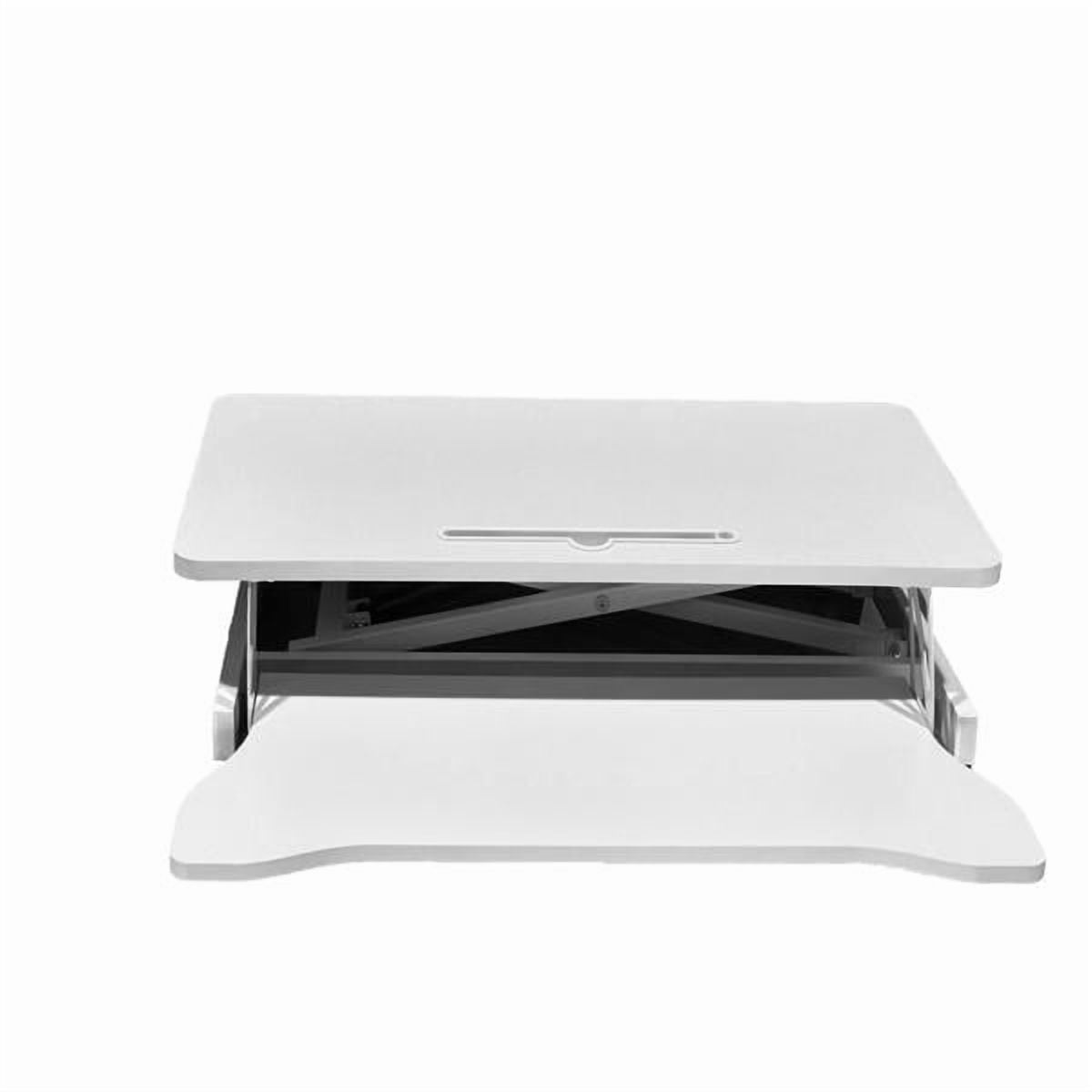32 inch office desk converter, height adjustable sit stand lifter, dual monitor and laptop workstation, bandwidth keyboard stand, white