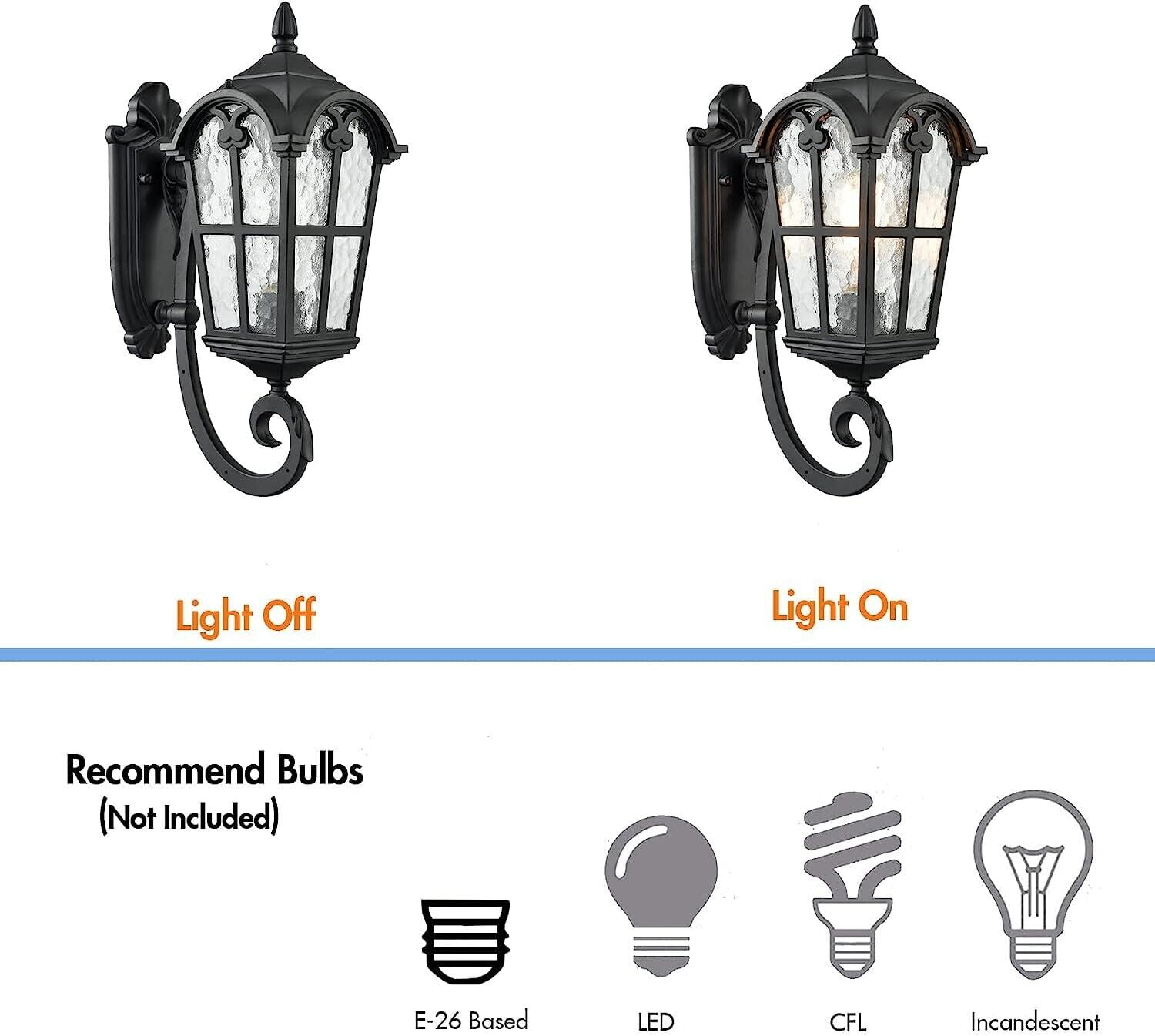 Outdoor Wall Light Fixture Exterior Wall Lantern for Front Porch Garage Patio